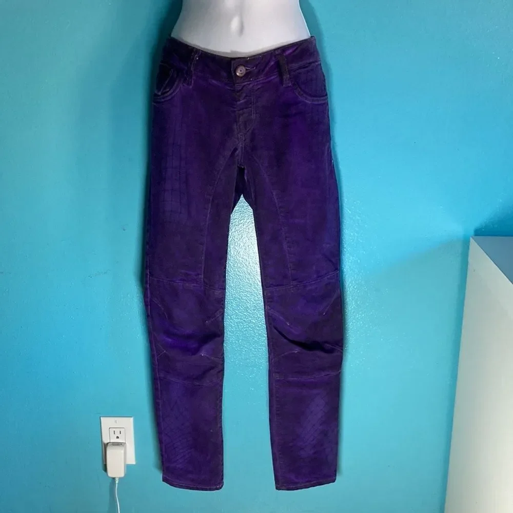 ! ITEM Purple Low Rise Skinny Jeans Fitted Racer Womens Size 26